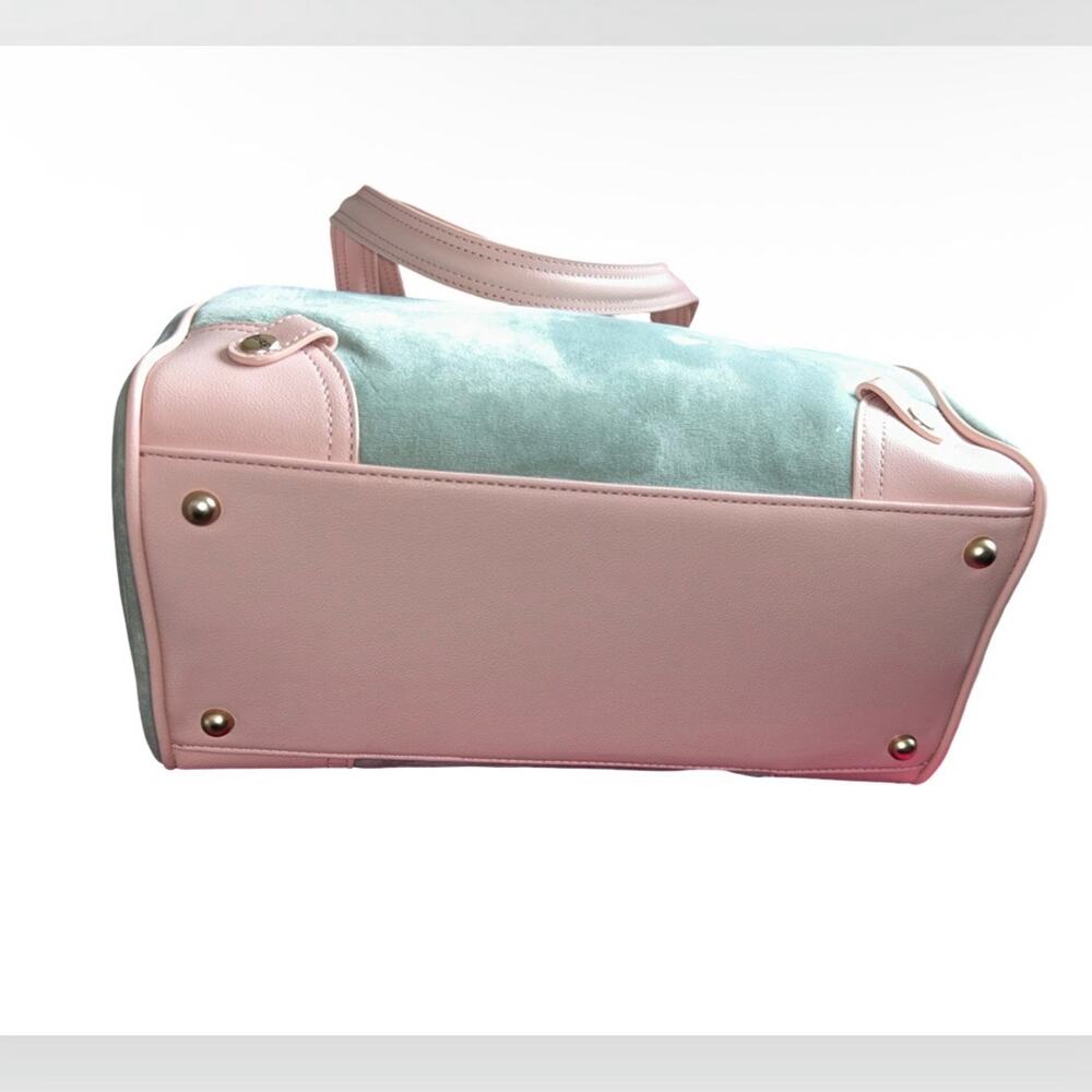 JUICY COUTURE VINTAGE SCOTTIE DOGS FROSTY GREEN NEW LOVE CHAPTER VELOUR TOTE NWT - Picture 7 of 11